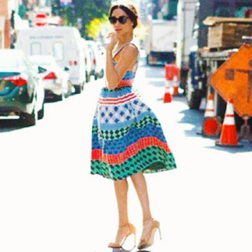 Novis Multicolor Woven Jacquard Pleated A-Line Skirt Resort 2015 Collection SZ6
